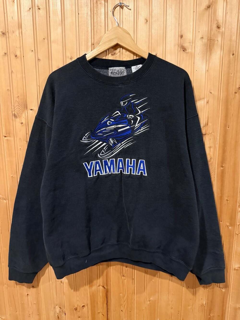 Vintage Yamaha Snowmobile Embroidered Sweatshirt Black XL